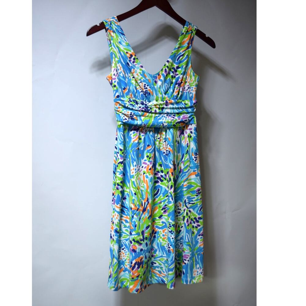 Lilly Pulitzer Dress Womens XS Multicolor Tropical Print Sleeveless Fit Flare